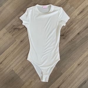 white short sleeve bodysuit